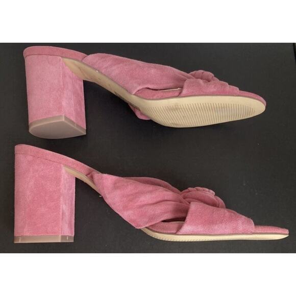 White House Black Market Knotted Bow Suede Mules Samon Shoes Sz7.5M Stunning - Picture 6 of 13